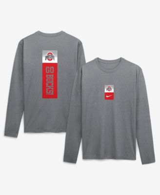 Nike Мужняя длинная футболка Ohio State Buckeyes Double Stack Legend Dri-FIT меланжево-серого цвета