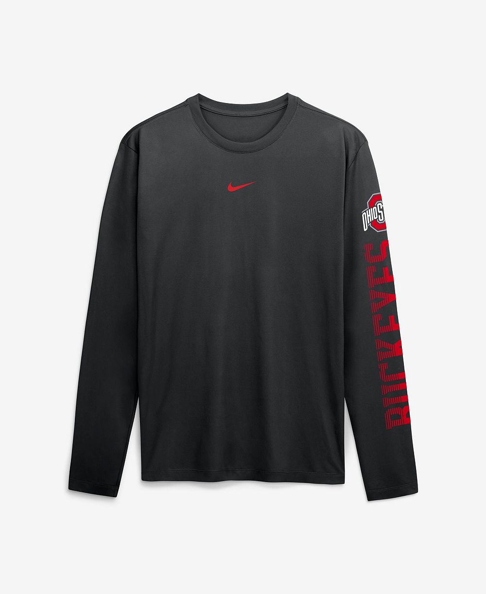 Men's Nike  Black Ohio State Buckeyes Primetime Logo Sleeve Legend Dri-FIT Long Sleeve T-Shirt
