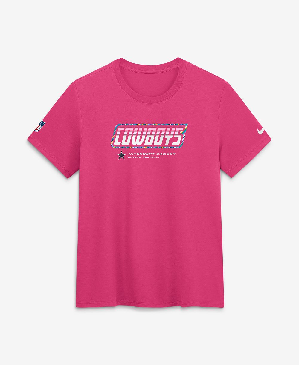 Женская футболка Nike Pink Dallas Cowboys 2026 NFL Crucial Catch из трикотажной смеси Dri-FIT