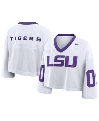Женская укороченная модная джерси Nike White LSU Tigers Oversized Logo