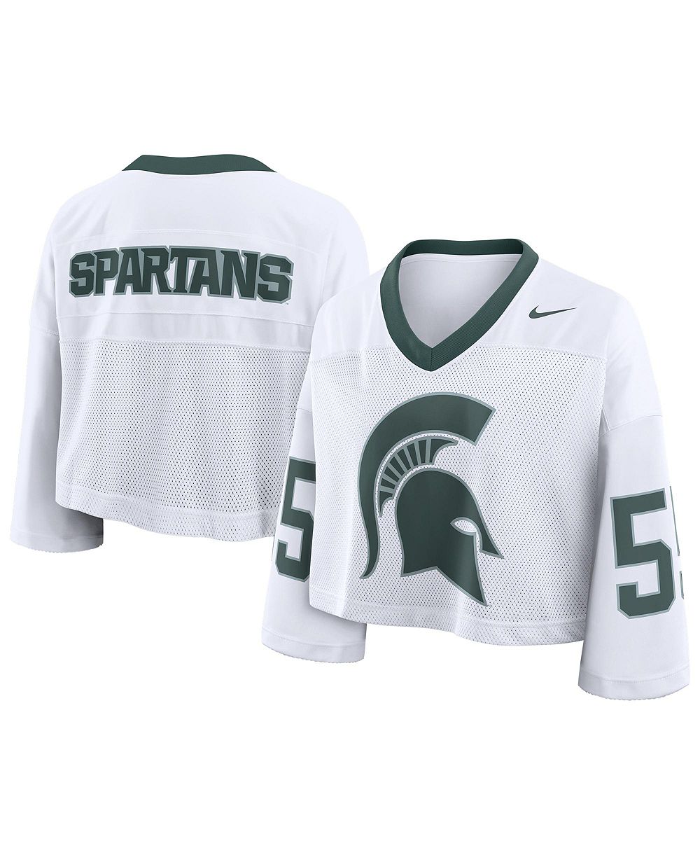 Женская джерси Nike Michigan State Spartans с большим логотипом, укороченная, модная, белого цвета