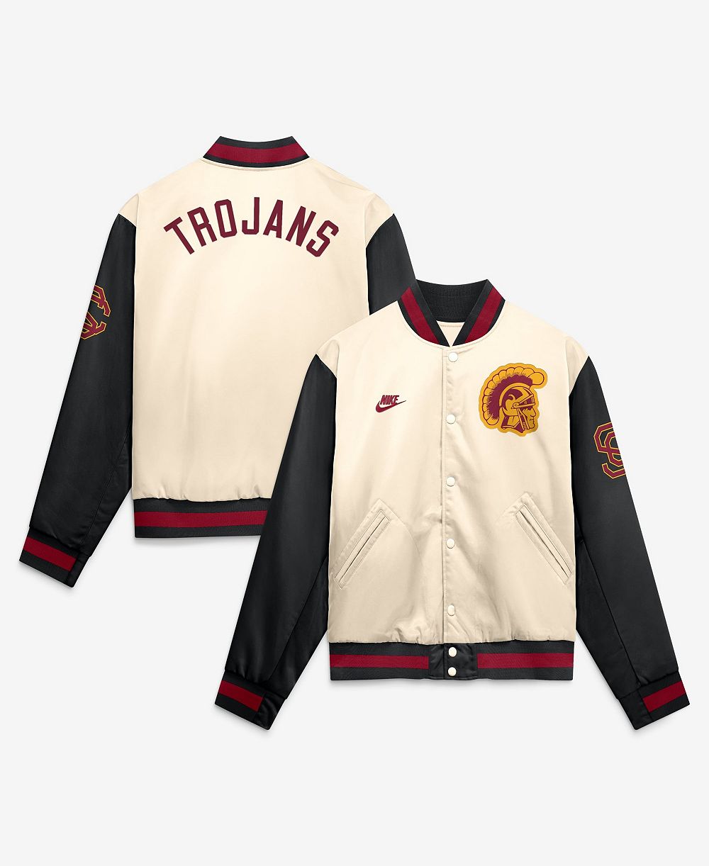 Nike Men's Natural/Black USC Trojans Legacy Full-Snap Bomber Jacket