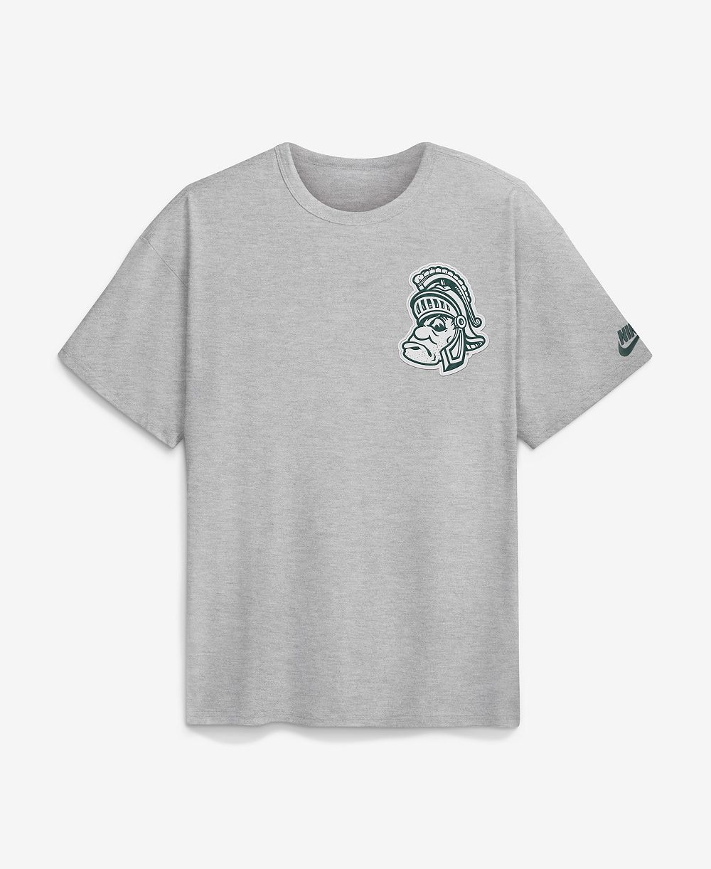 Nike Мужняя футболка Michigan State Spartans Legacy Logo Max90 меланжево-серого цвета