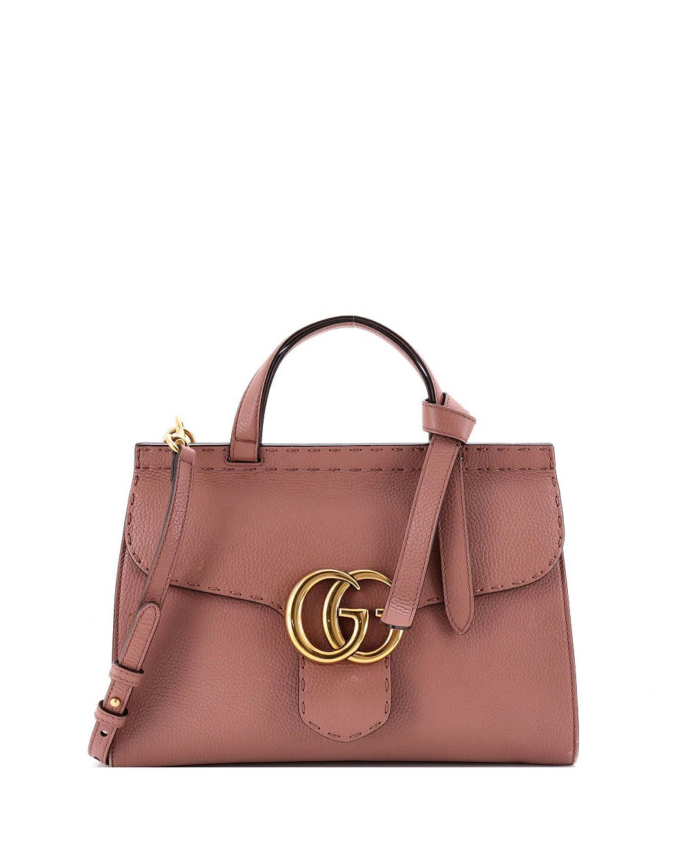 Pre-Owned Gucci Small GG Marmont Top Handle Bag Leather