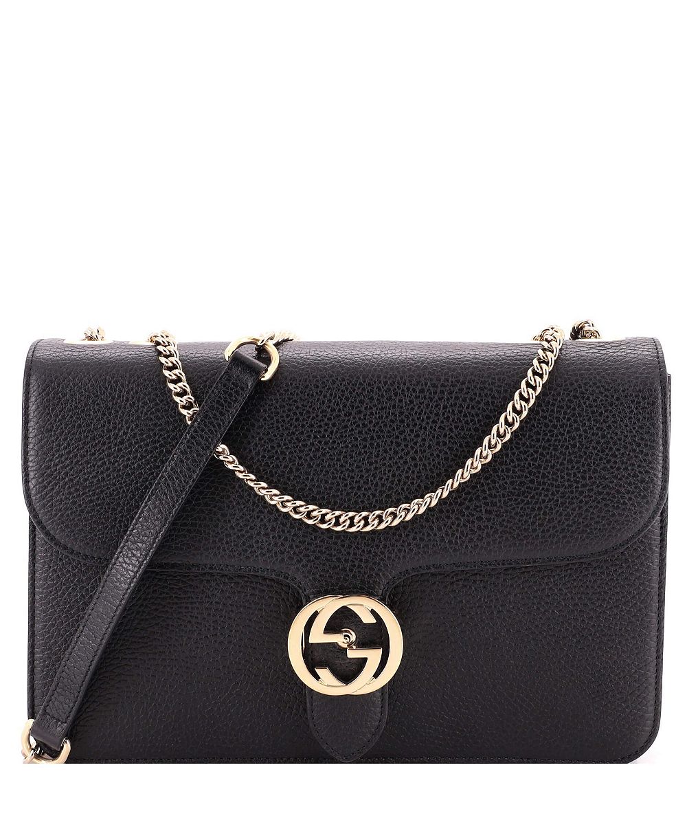 Pre-Owned Gucci Medium Interlocking Shoulder Bag Leather