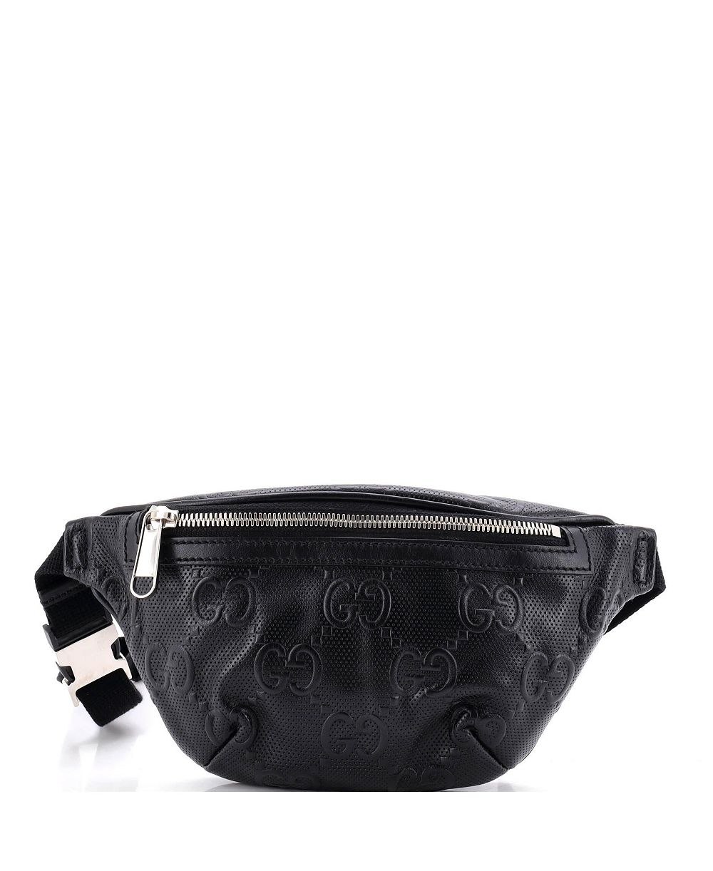 Pre-Owned Gucci Small GG Embossed Perforated Adjustable Leather Belt Bag