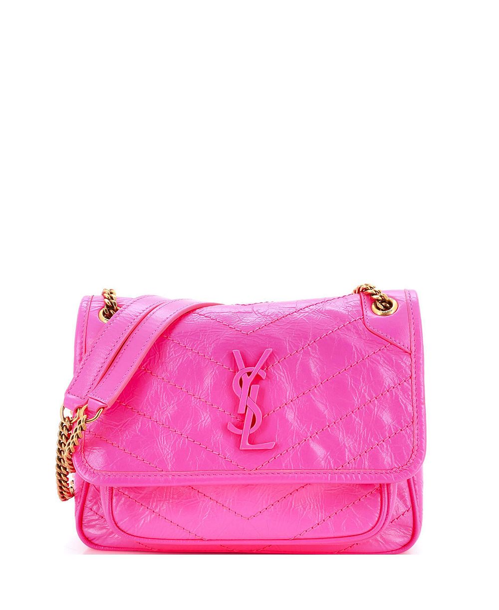 Pre-Owned Saint Laurent Baby Niki Chain Flap Bag Matelasse Chevron Leather