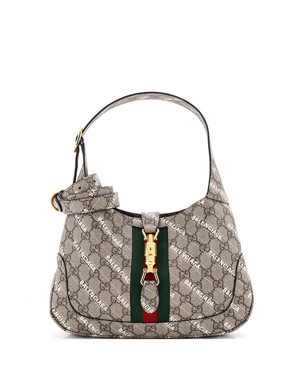 Б/у сумка-хобо Gucci Small x Balenciaga The Hacker Project Jackie 1961 из ткани GG с покрытием