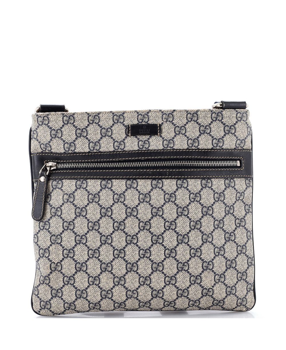 Pre-Owned Gucci Medium Front Zip Flat Messenger Bag GG Coated Canvas
