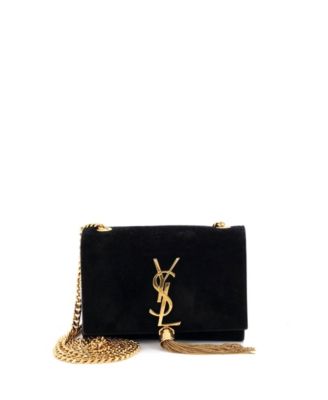 Б/у сумка-кроссбоди Saint Laurent Small Classic Monogram из замши с кисточкой