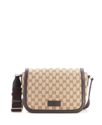 Б/у маленькая сумка-мессенджер Gucci с клапаном из ткани GG Canvas
