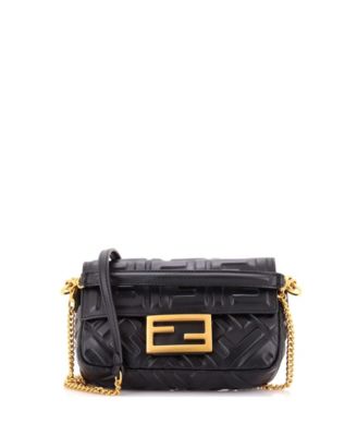 Pre-Owned Fendi Mini Baguette NM Bag Zucca Embossed Leather