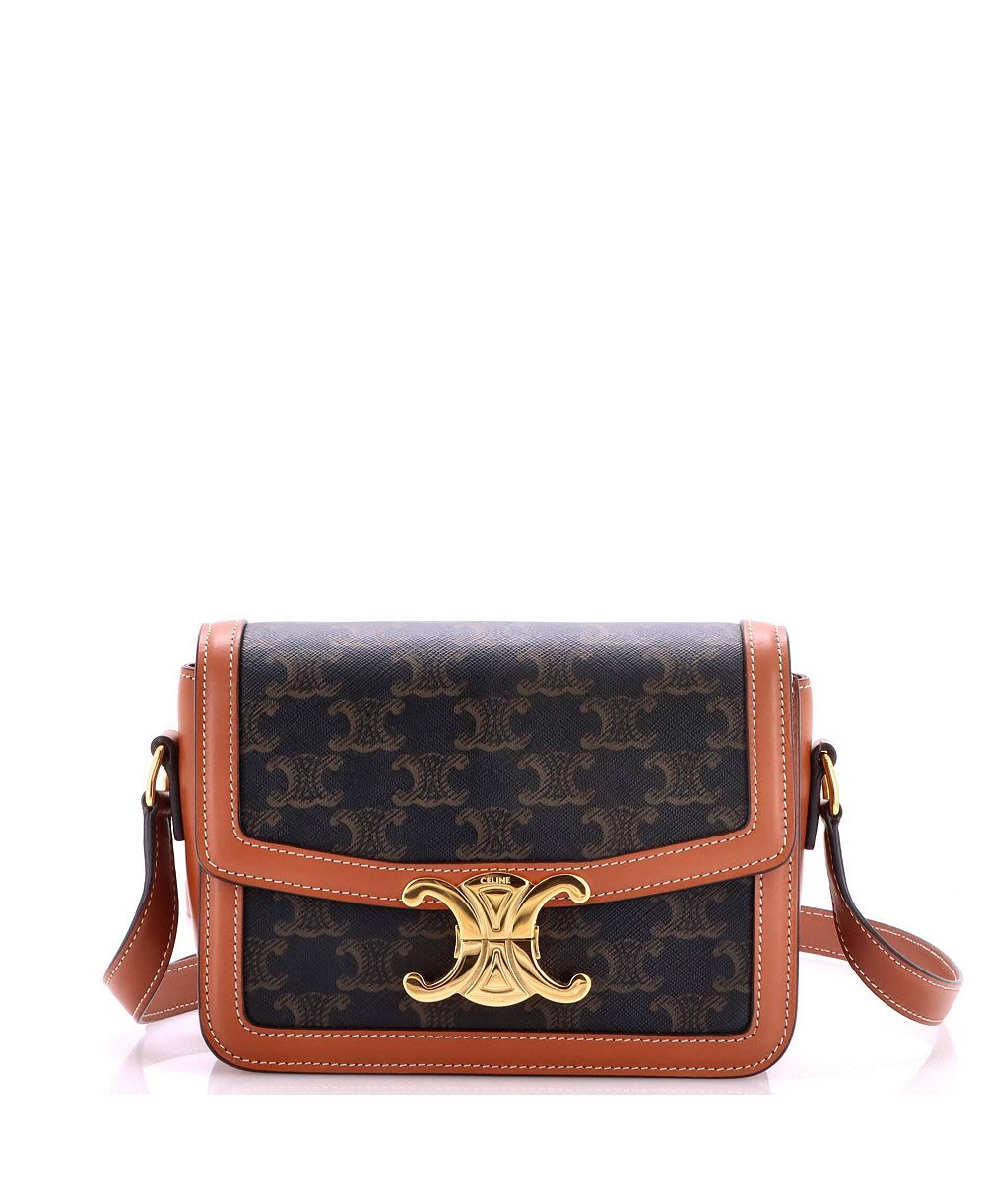 Pre-Owned Celine Triomphe Coated Canvas Gold-Tone Hardware Shoulder Bag