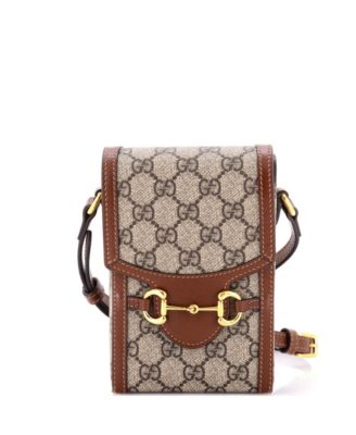 Б/у сумка через плечо Gucci Mini Horsebit 1955 из кожи с покрытием GG