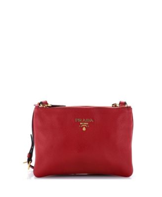 Pre-Owned Prada маленькая сумка через плечо с двойной молнией из кожи Vitello Daino