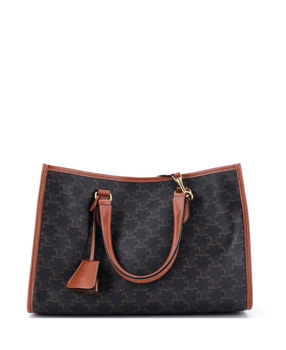 Женская сумка-тоут Celine Mini Horizontal Cabas Triomphe из тисненой ткани, Pre-Owned