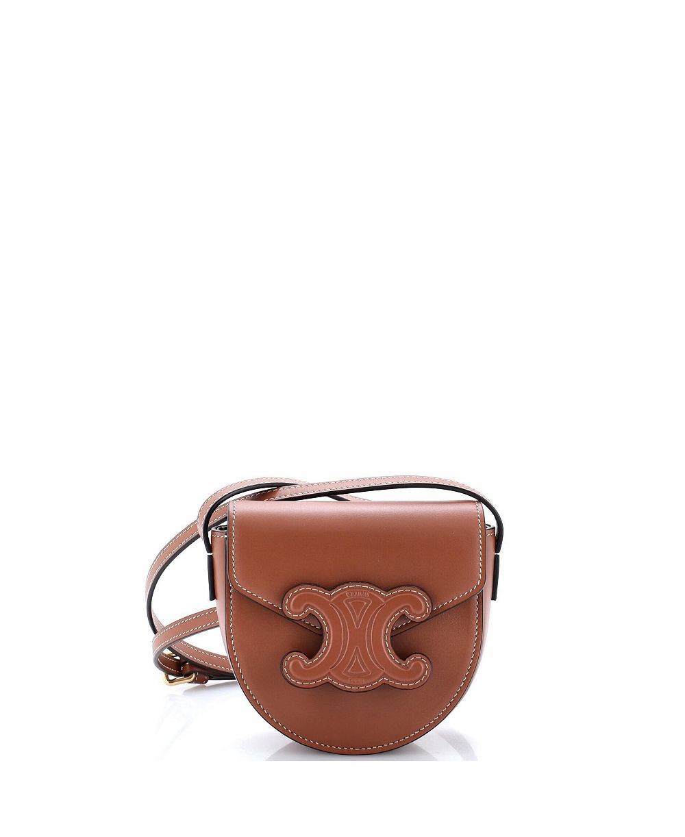 Б/у маленькая сумка Celine Mini Cuir Triomphe Besace Flap из кожи