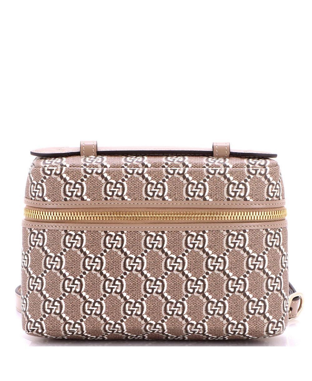 Б/у маленькая сумка Gucci Small Emblem Top Handle Vanity из ткани GG Shadow с покрытием