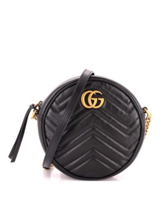Pre-Owned Gucci Mini GG Marmont Round Shoulder Bag Matelasse Leather