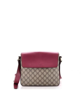 Б/у средняя сумка-мессенджер Gucci Flap из лакированного канваса GG с кожей