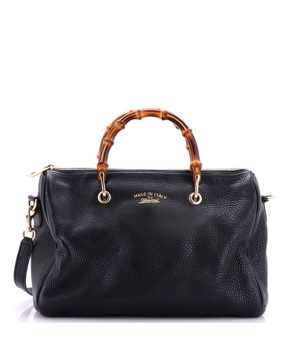 Женская сумка-бостон Gucci Medium Bamboo Shopper из кожи с бамбуковой ручкой, Pre-Owned