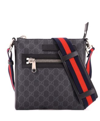 Pre-Owned Gucci Small Web Strap Front Zip Messenger Bag GG Coated Canvas