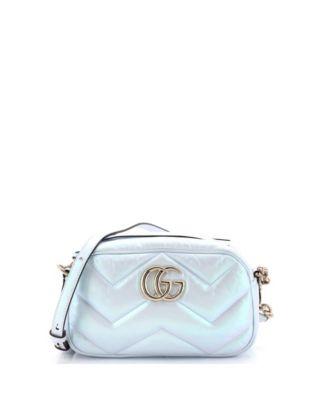 Маленькая плечевая сумка GG Marmont Chevron Iridescent Leather, Pre-Owned Gucci