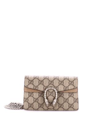 Б/у мини-сумка Gucci Super Mini Dionysus из кожи с покрытием GG