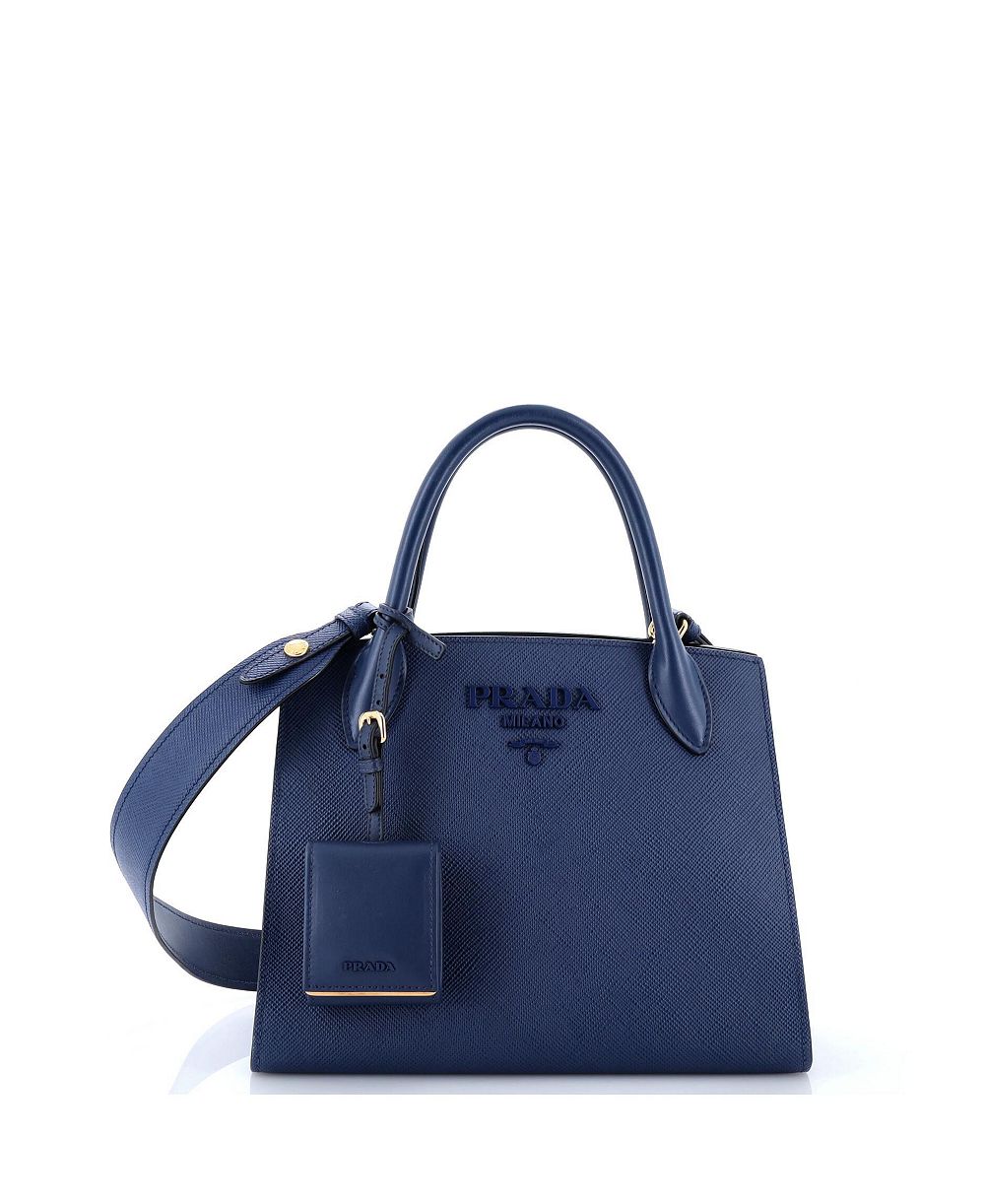 Б/у маленькая монохромная сумка-тоут Prada Saffiano с телячьей кожей