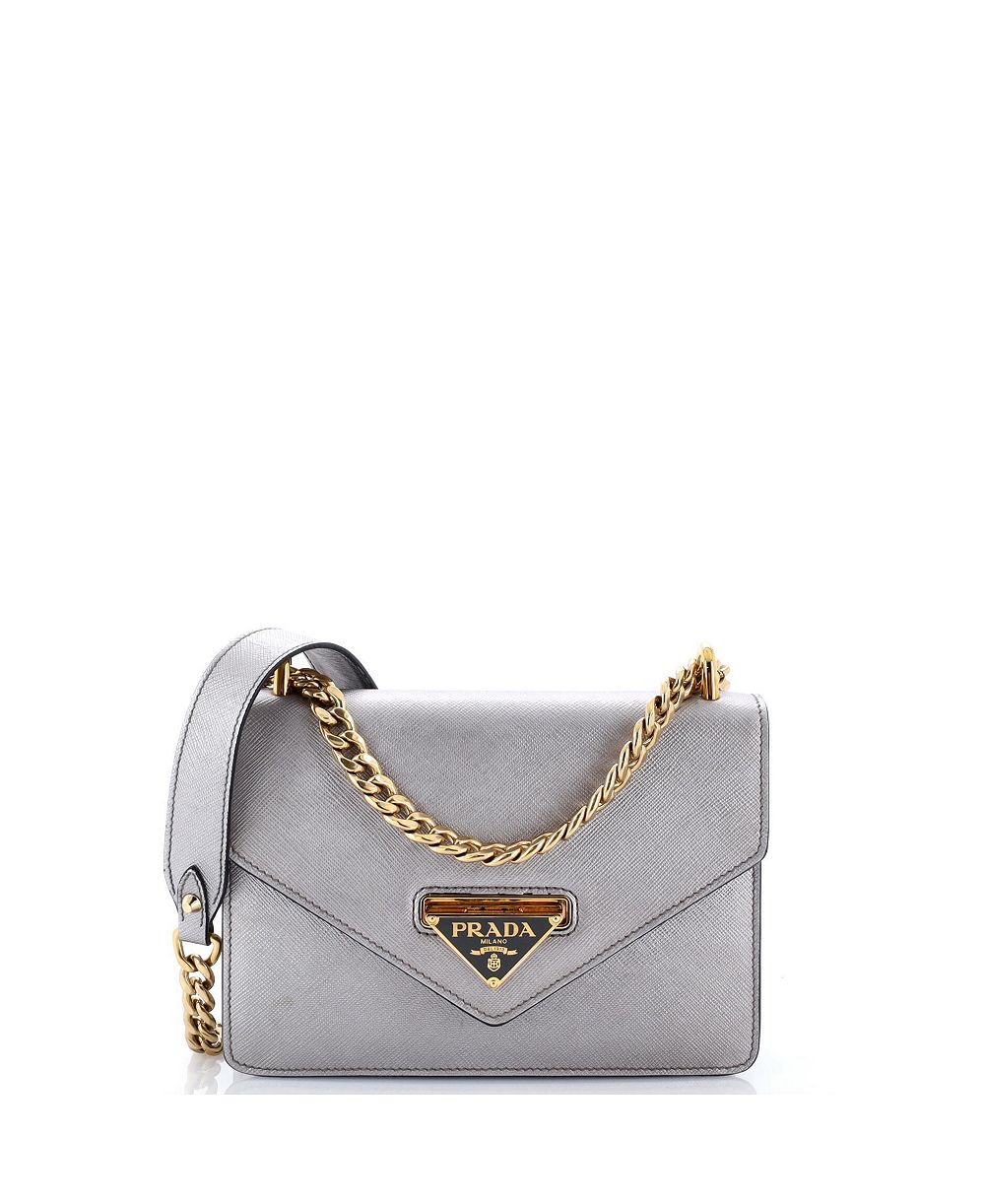 Б/у маленькая сумка Prada Small Envelope Flap Chain на цепочке из кожи Саффиано