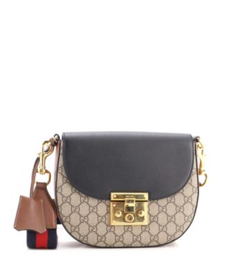 Pre-Owned Gucci Medium Padlock Saddle Shoulder Bag GG Coated Canvas and Leather