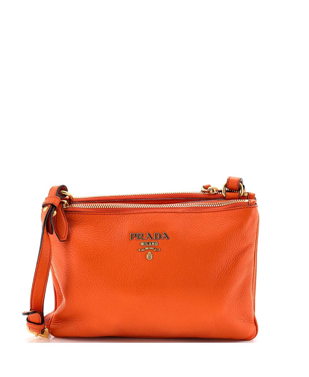 Pre-Owned Prada маленькая сумка через плечо Double Zip Vitello Daino с двойной молнией