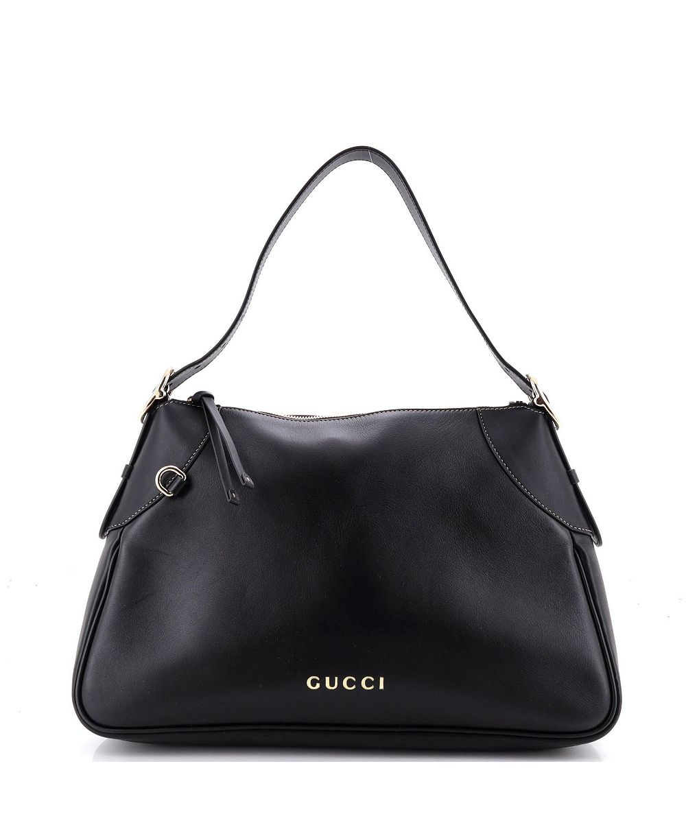 Pre-Owned Gucci Medium Emblem Shoulder Bag Leather