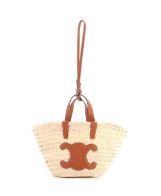 Б/у сумка-тоут Celine Teen Classic Panier из рафии и кожи