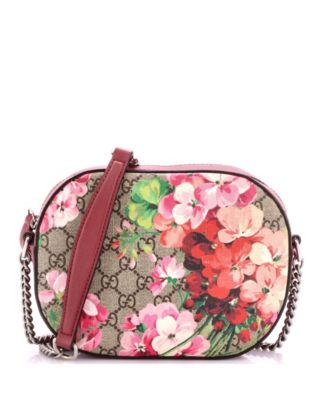 Pre-Owned Gucci Blooms Mini Floral-Print Chain Crossbody Bag