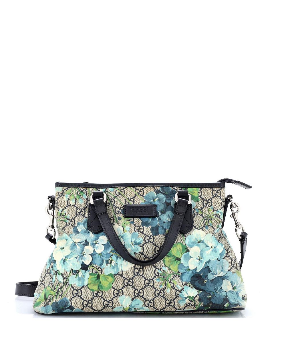 Pre-Owned Gucci средняя сумка-тоут с молнией и ручкой Medium Convertible Zip Tote GG Coated Canvas с принтом Blooms