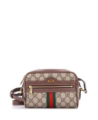 Б/у мини-сумка gucci mini ophidia с плечевым ремнем из ткани gg coated canvas