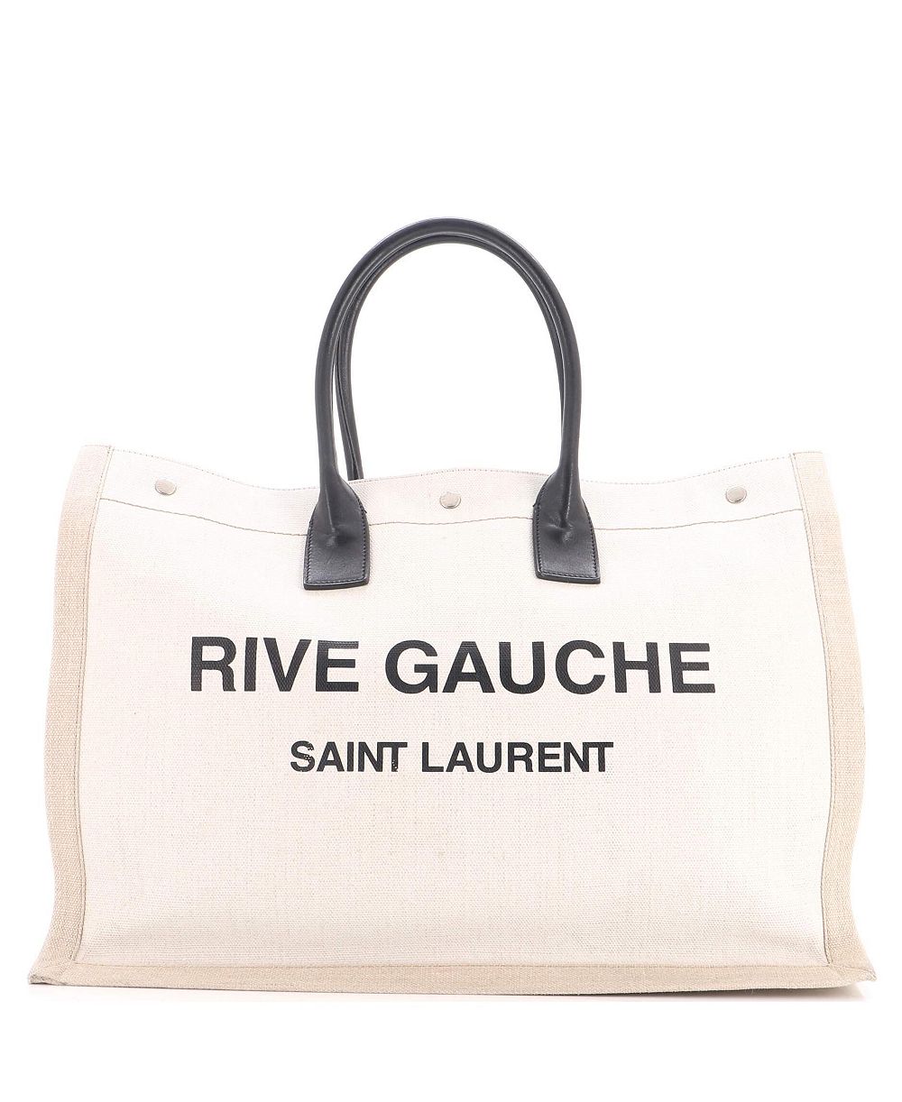 Б/у большая сумка-тоут Saint Laurent Rive Gauche из холста