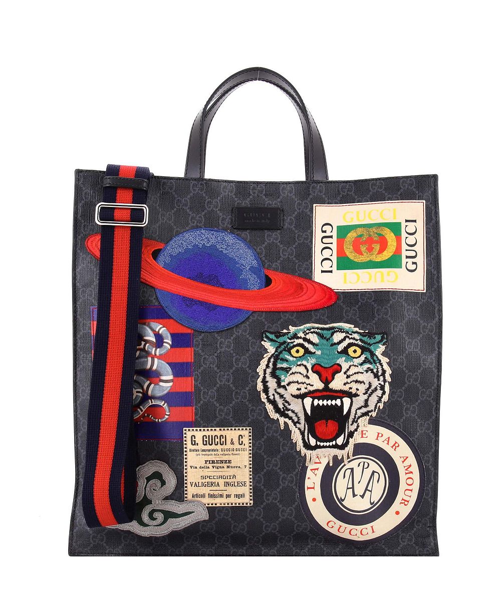 Б/у сумка-тоут Gucci North South Courrier из кожи с покрытием GG