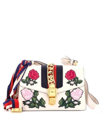 Pre-Owned Gucci Sylvie Small Embroidered Web Paneling Shoulder Bag