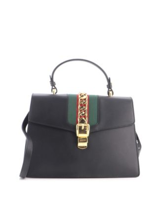 Б/у сумка gucci medium sylvie с верхней ручкой из кожи