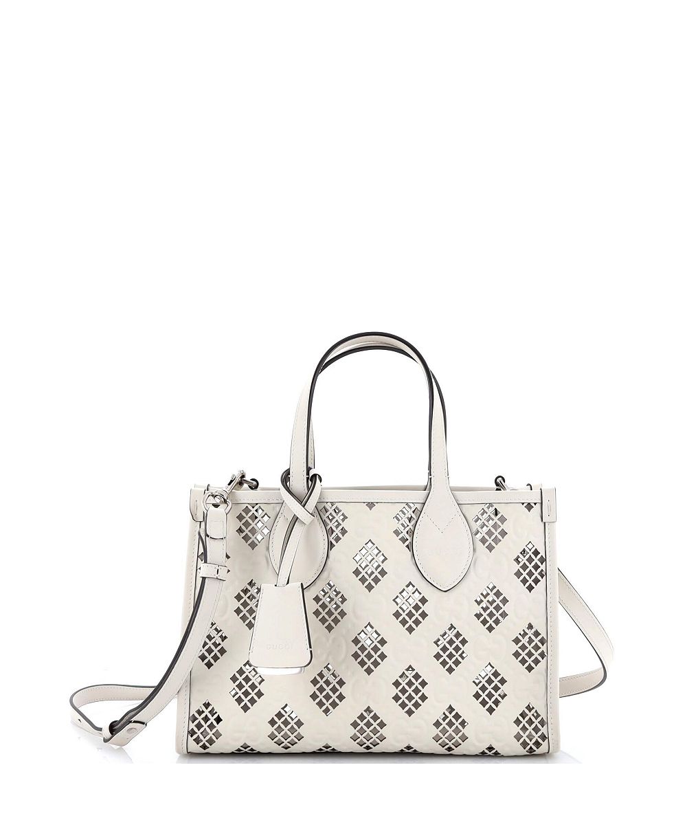 Pre-Owned Gucci Small Convertible Tote GG Debossed Laser Cut Leather