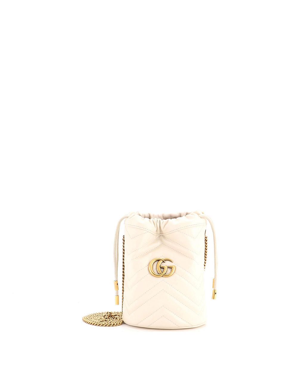 Pre-Owned Gucci Mini GG Marmont Matelassé Leather Chain Strap Bucket Bag