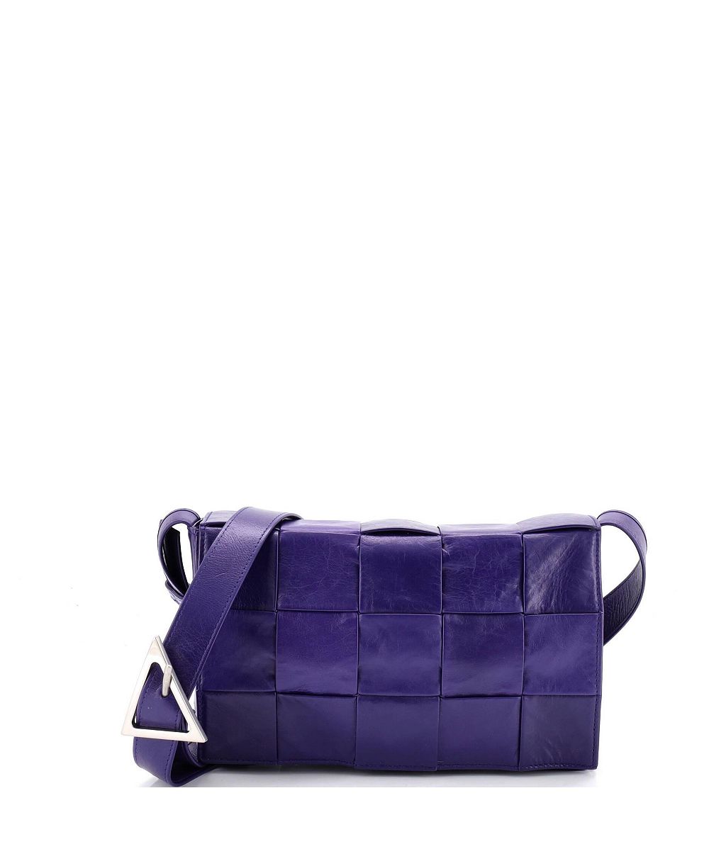 Pre-Owned Bottega Veneta Small Cassette Crossbody Bag Maxi Intrecciato Leather