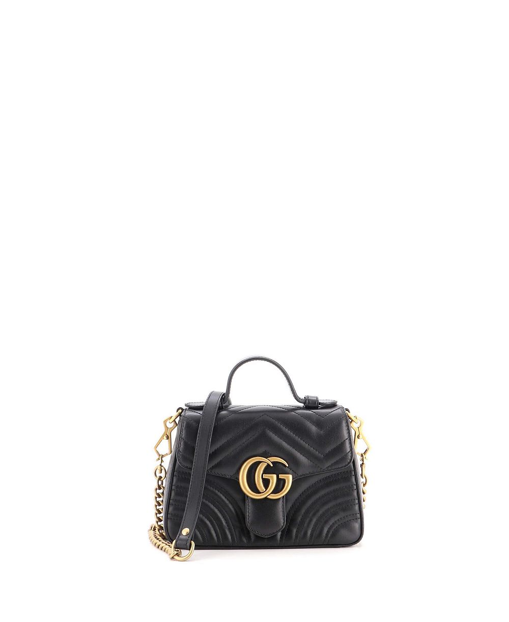 Pre-Owned Gucci GG Marmont Mini Top Handle Flap Matelassé Leather Bag