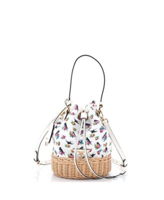 Pre-Owned Prada маленькая сумка-ведро с завязками из печатной ткани и ротанга