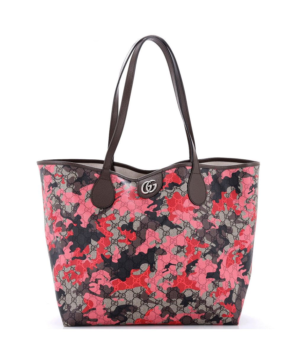 Б/у большая сумка-тоут Gucci GG Open Tote GG Camouflage из лакированной ткани