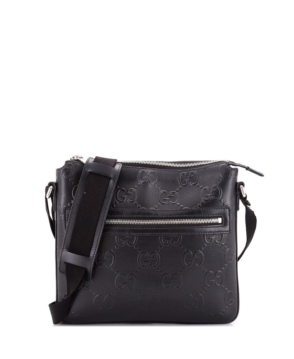 Pre-Owned Gucci маленькая сумка-мессенджер с фронтальной молнией GG embossed perforated leather