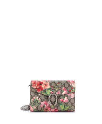 Pre-Owned Gucci Small Dionysus Chain Wallet Blooms Print GG Coated Canvas