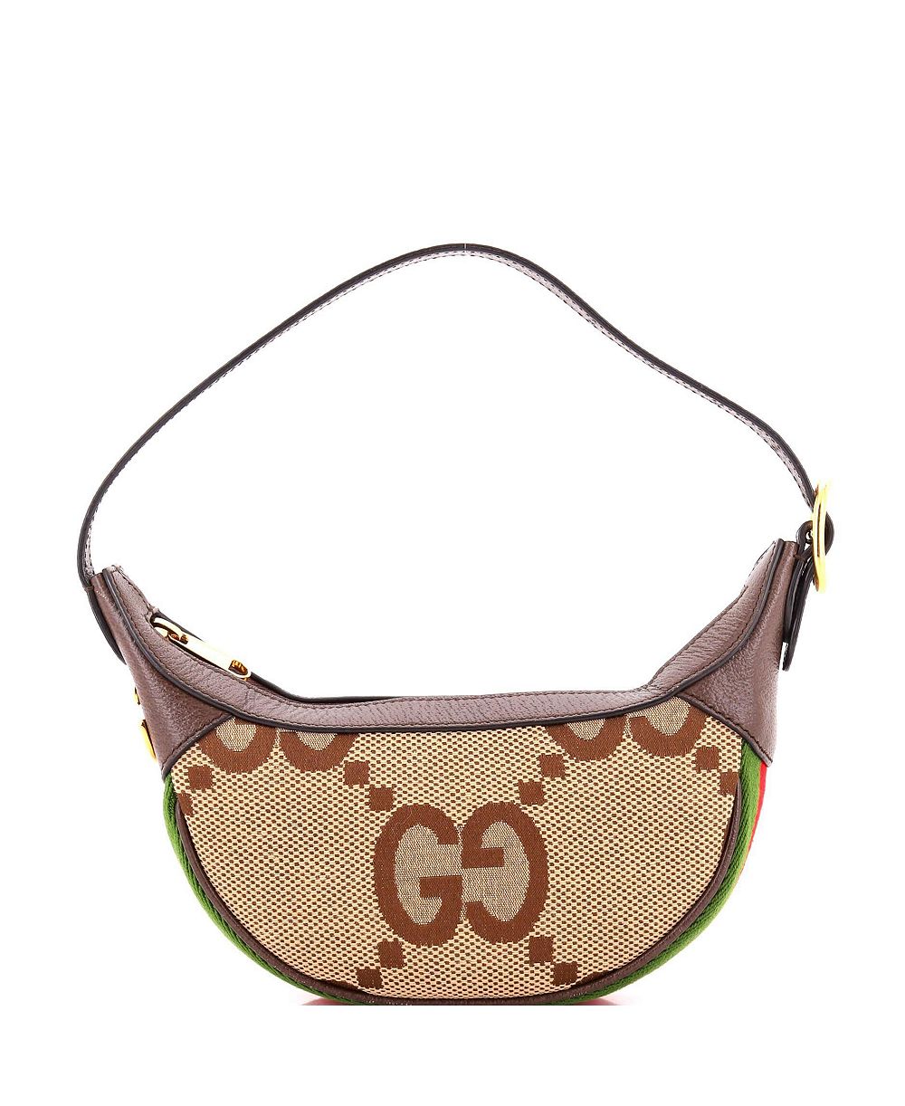 Pre-Owned Gucci мини-сумка Ophidia Half Moon Jumbo из ткани GG с покрытием